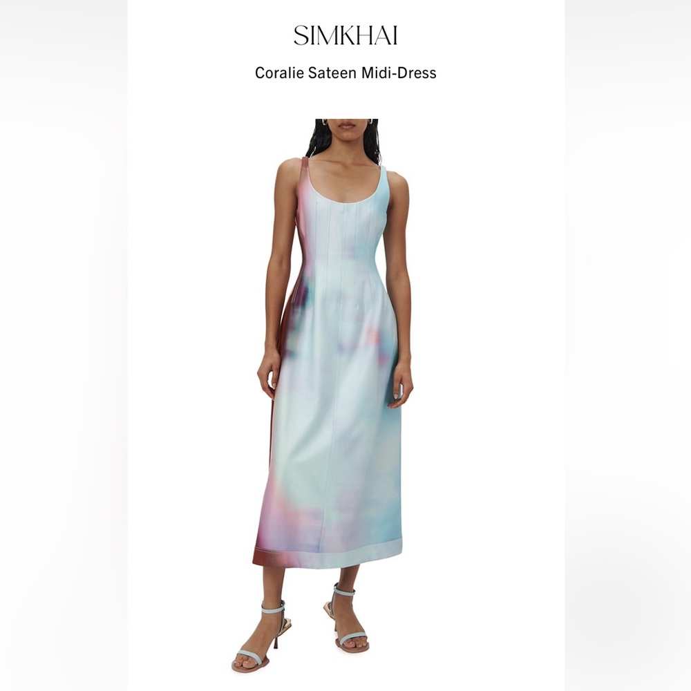 Simkai Coralie Sateen Midi Dress. Size 4.